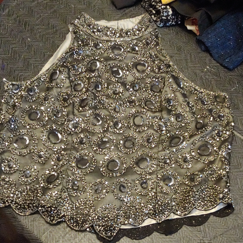 Papell Boutique Metallic Embellished Tank Top